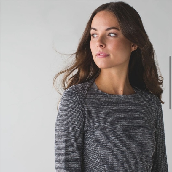 Lululemon Athletica Vintage Kano Catch Me Long Sleeve Top Heather Black White - Picture 3 of 10